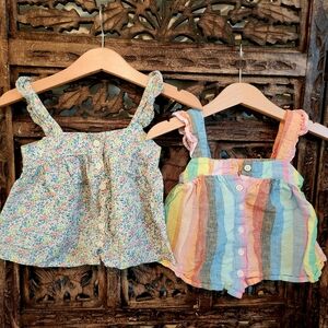 Bundle! 2 Button Front Tunic Tanks With Ruffle Straps, 18-24m, Twins